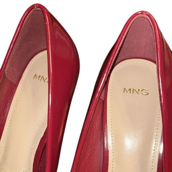 Mango Burgundy Patent Leather Effect Kitten Heel Shoes(Size 39) - Picture 6 of 9